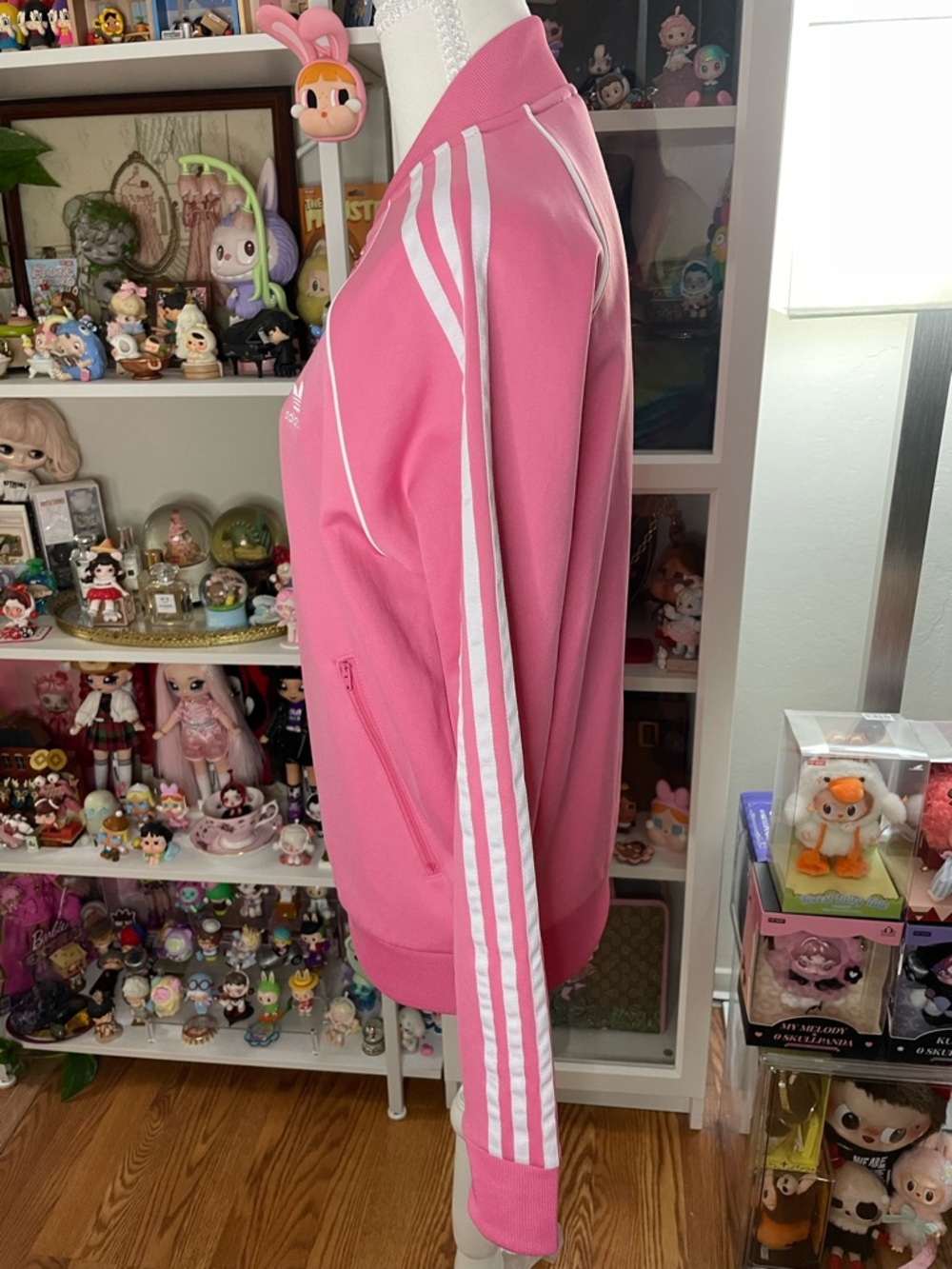 Adidas Originals Pink Trefoil 3-Stripes Zip Track Jacket Size M - Picture 2 of 6